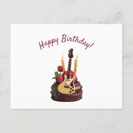 Postal Guitarra Electro Chocolate Fresa Pastel de Cumplea