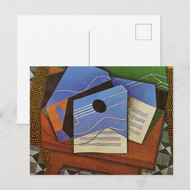 Postal Guitarra en una mesa de Juan Gris (Anverso / Reverso)