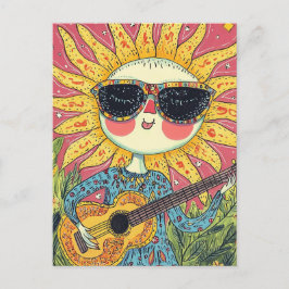 Postal Guitarra Jugadora De Sol Alegre