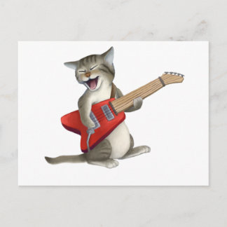 Postal Guitarra Jugando Gato