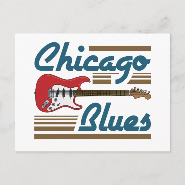 Postal Guitarra musical del Blues de Chicago (Anverso)