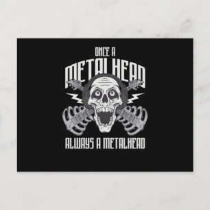 Postal Guitarra Una Vez Un Metalhead Siempre Una Calavera