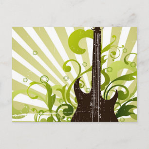Postal Guitarra Verde Grunge