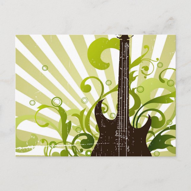 Postal Guitarra Verde Grunge (Anverso)