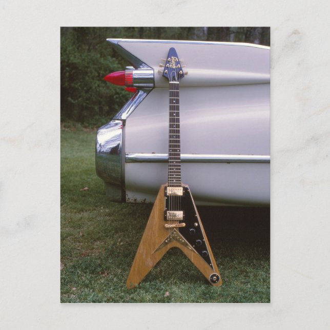 Postal Guitarra Y Auto Futuristas Eléctricos De 1959 (Anverso)
