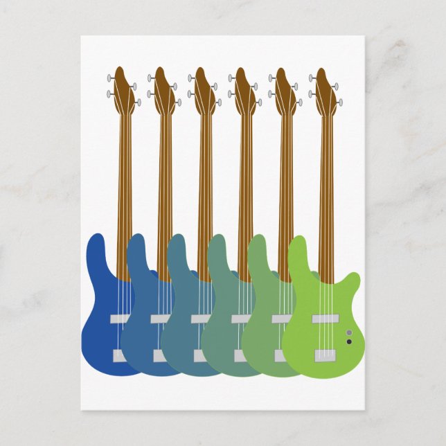 Postal Guitarras de trasero coloridas (Anverso)