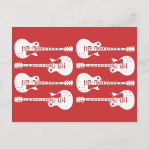 Postal Guitarras Eléctricas Gráfico en Blanco