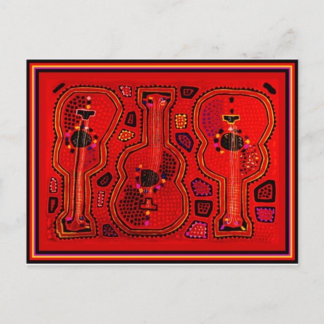 Postal Guitarras Indias Kuna (Anverso)