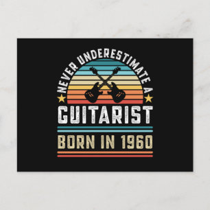 Postal Guitarrista nacido en 1960 Regalo de cumpleaños 60