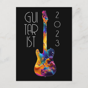 POSTAL GUITARRISTA REGALO DE BANDA DE GUITARRA COLORIDA 2