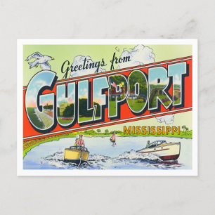 Postal Gulfport, Mississippi Viñeta de Cartas Grandes Pos