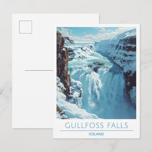 Postal Gullfoss Falls Islandia Viaje (Anverso / Reverso)