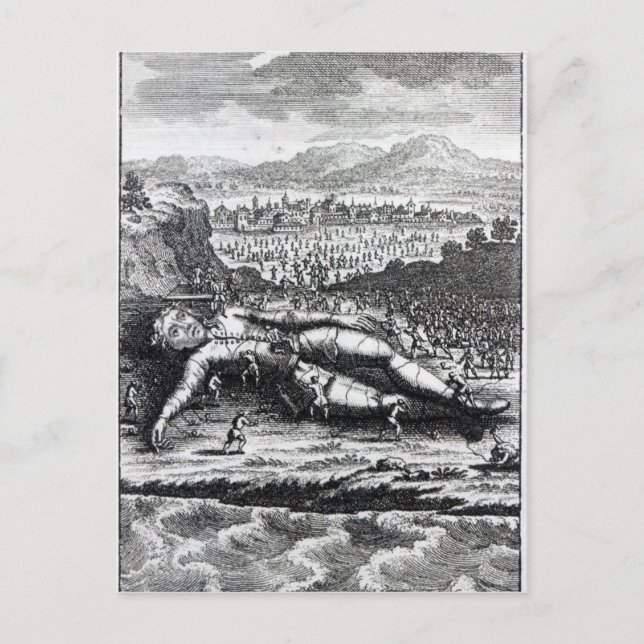 Postal Gulliver capturado por los Lilliputianos (Anverso)