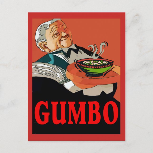 Postal Gumbo, camarero vintage (Anverso)