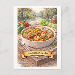 Postal Gumbo de Luisiana (Serie de Comida Americana)