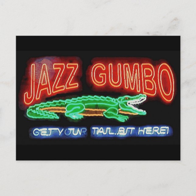 Postal Gumbo Neon Alligator (Anverso)