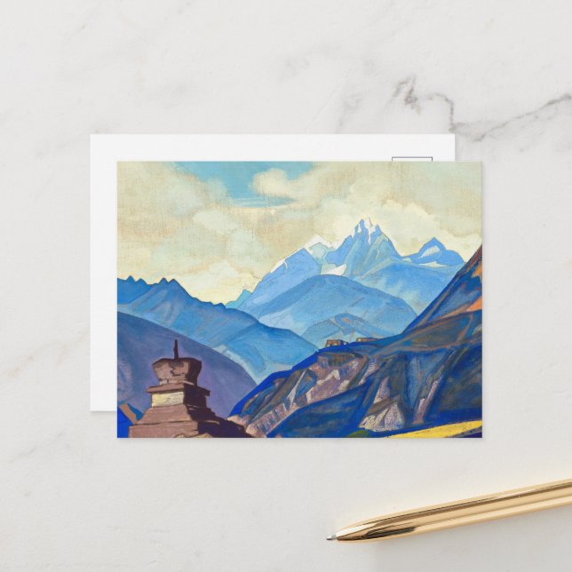 Postal Gumran de Nicholas Roerich (Anverso/Reverso In Situ)