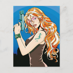 Postal Gun Chica Naranja