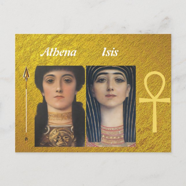Postal Gustav Klimt-Athena & Aegis | diosa retro (Anverso)