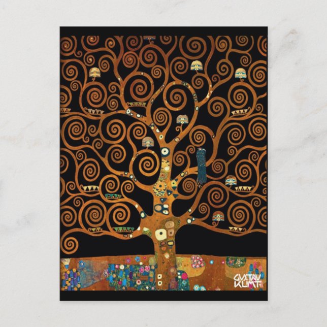 Postal Gustav Klimt - Bajo el árbol de la vida (Anverso)