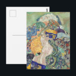 Postal Gustav Klimt - Bella Artes de bebé (Cuna)<br><div class="desc">"Baby (Cradle)" de Gustav Klimt es una imagen conmovedora e íntima de un mundo de recién nacidos. El bebé, bañado en mantas blandas y cálidas, yace tranquilamente en una cuna, rodeado por un aura de serenidad. El uso por parte de Klimt de ricos tonos tierra y patrones intrincados en la...</div>