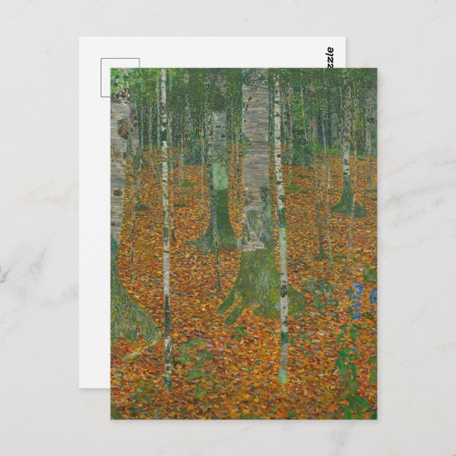 Postal Gustav Klimt - Bella Artes de Birch Forest (Anverso / Reverso)