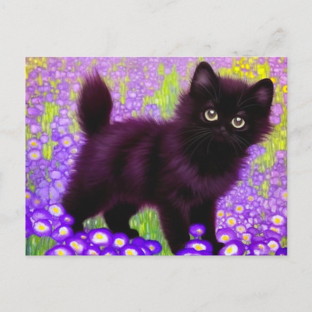 Postal Gustav Klimt Black Kitten (Anverso)