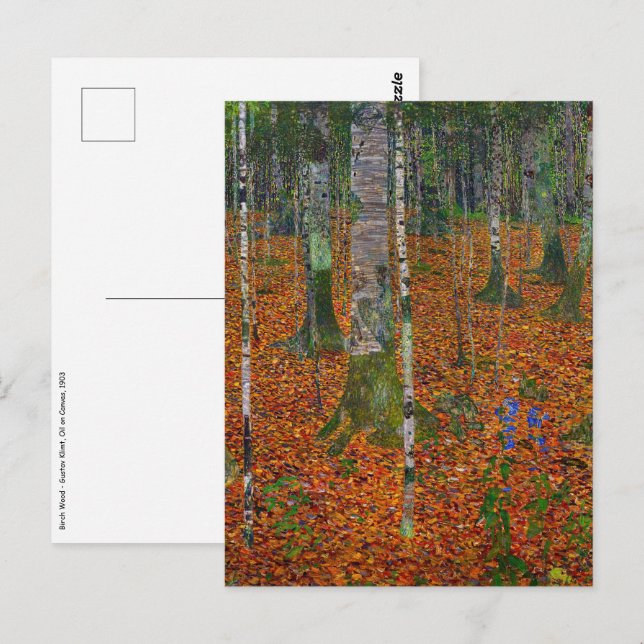 Postal Gustav Klimt - Bosque de Abedules (Anverso / Reverso)