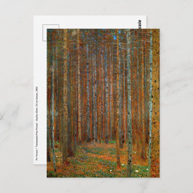Postal Gustav Klimt - Bosque Pino de Tannenwald (Anverso / Reverso)