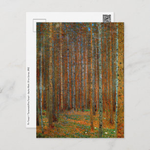 Postal Gustav Klimt - Bosque Pino de Tannenwald