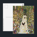 Postal Gustav Klimt - Camino del jardín con gallinas<br><div class="desc">Camino del jardín con gallinas - Gustav Klimt,  óleo sobre lienzo,  1916</div>