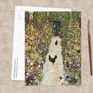 Postal Gustav Klimt - Camino del Jardín con Pollos