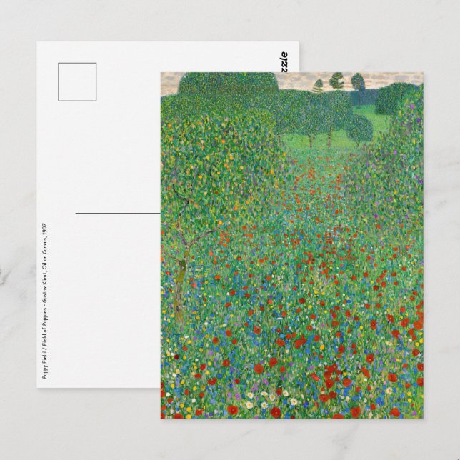 Postal Gustav Klimt - Campo de amapola (Anverso / Reverso)