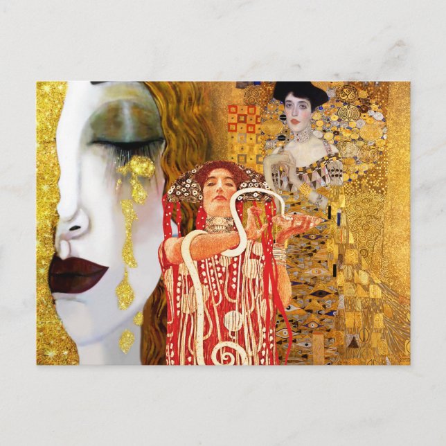 Postal Gustav Klimt, cuadros Collage, arte combinado (Anverso)
