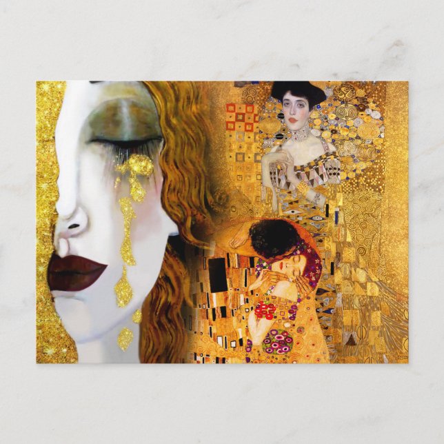 Postal Gustav Klimt, cuadros Collage, arte combinado (Anverso)
