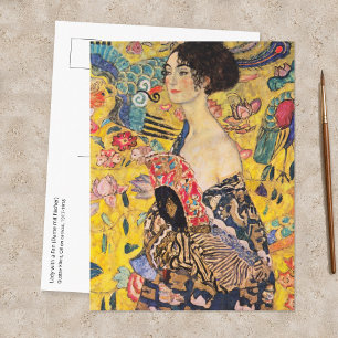 Postal Gustav Klimt - Dama con abanico