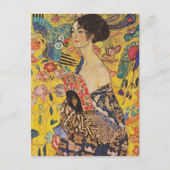 Postal Gustav Klimt - Dama Con Ventilador (Anverso)