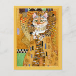 Postal Gustav Klimt dorado lindo gato spocard<br><div class="desc">Esta es una parodia del retrato de Gustav Klimt de Adele Bloch-Bauer, también conocida como "La mujer en el oro". Como mi versión tiene un gato, se titula "El gato en oro". Puede cambiar el color del borde si lo desea. Esta imagen también está disponible en otros productos de mi...</div>