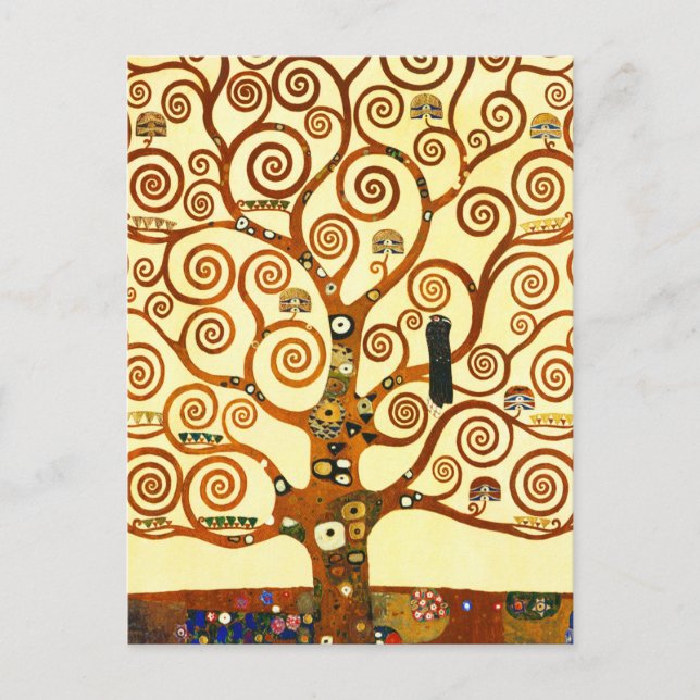 Postal Gustav Klimt El Bella Artes del árbol de la vida (Anverso)