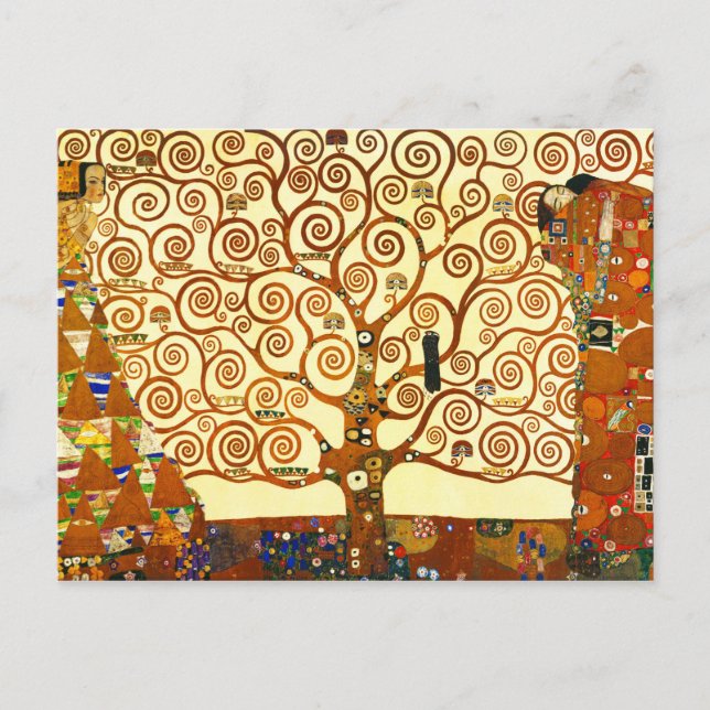 Postal Gustav Klimt, el Bella Artes del árbol de la vida (Anverso)