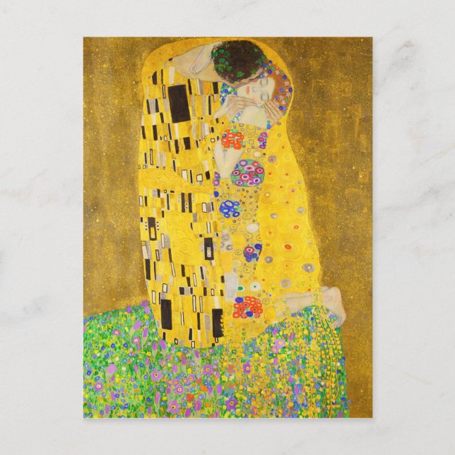 Postal Gustav Klimt El Bella Artes del beso (Anverso)