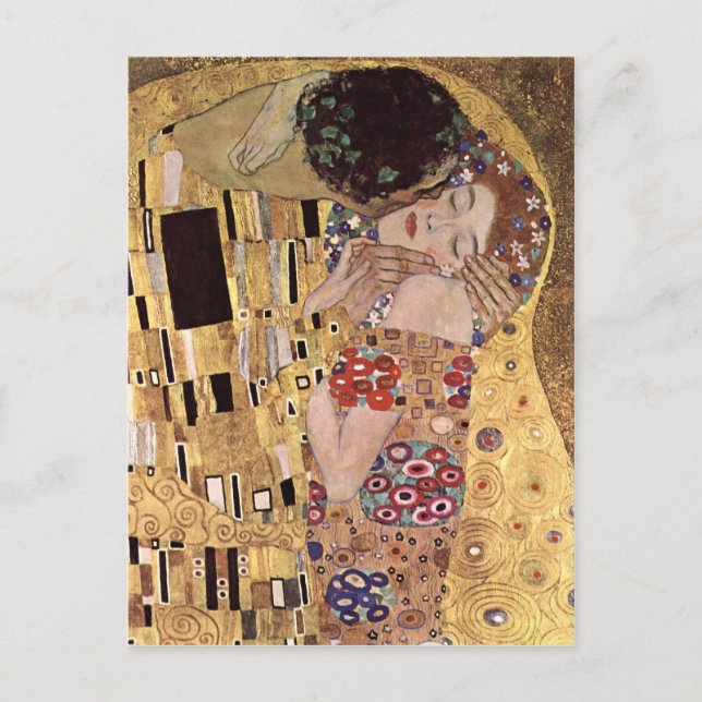 Postal Gustav Klimt ~ el beso (Anverso)