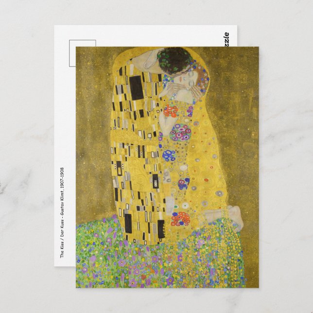 Postal Gustav Klimt - El beso (Anverso / Reverso)