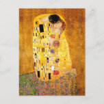 Postal Gustav Klimt "El beso"<br><div class="desc">Este es el cuadro radiante y sensual, "El Beso", creado por el pintor austriaco Gustav Klimt. Se considera su obra más famosa. Lo pintó entre los años 1907 y 1908, que fueron el punto culminante de su "Periodo Dorado", cuando pintó una serie de obras con hojas de oro. Austria considera...</div>