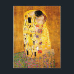 Postal Gustav Klimt "El beso"<br><div class="desc">Este es el cuadro radiante y sensual, "El Beso", creado por el pintor austriaco Gustav Klimt. Se considera su obra más famosa. Lo pintó entre los años 1907 y 1908, que fueron el punto culminante de su "Periodo Dorado", cuando pintó una serie de obras con hojas de oro. Austria considera...</div>