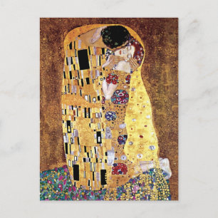 Postal Gustav Klimt - El Beso - Arte Nouveau Antiguo