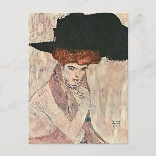 Postal Gustav Klimt- El Gorra de la piel negra (Anverso)