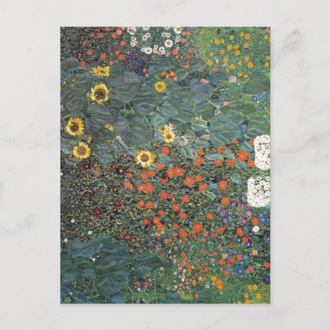 Postal Gustav Klimt Farm Garden con girasoles (Anverso)
