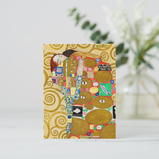 Postal Gustav Klimt Fulfillment Nouveau Couple (Anverso de pie)