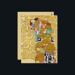 Postal Gustav Klimt Fulfillment Nouveau Couple<br><div class="desc">Gustav Klimt,  Fulfillment 1910-1911 Art Nouveau Couple con el diseño giratorio de Klimt y la hermosa pintura de oro.</div>